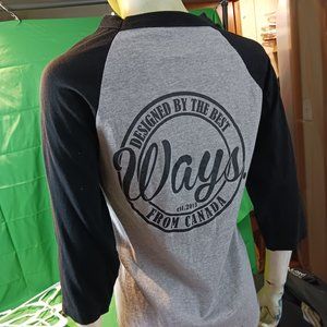 ways of life t-shirt tee 3/4 sleeves black baseball vibe brand new